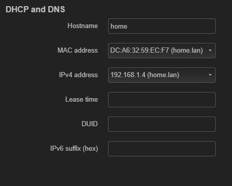Static Lease for Homelab with domain name